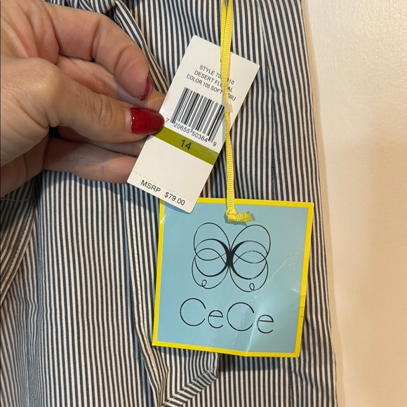 CeCe Striped Black and White Pants - Picture 3 of 4